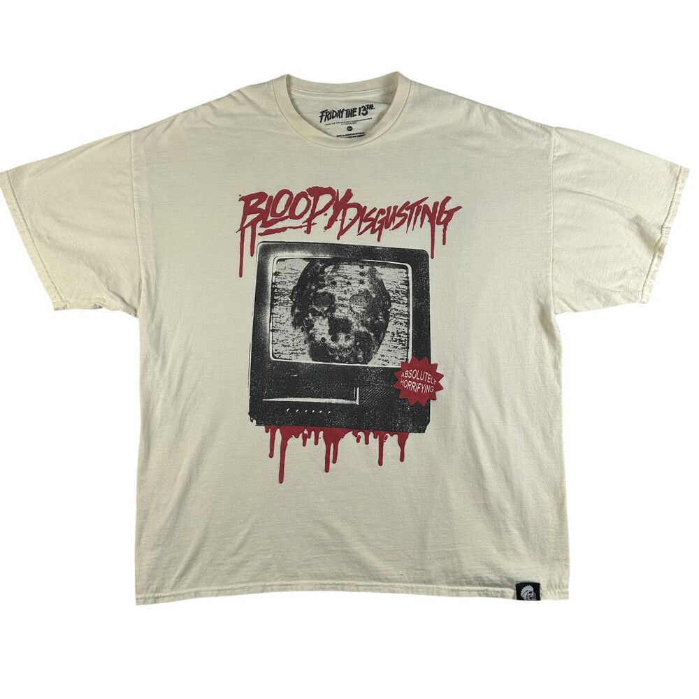 Friday The 13th Shirt Mens 2XL Beige Bloody Disgusting Spirit Halloween Jason